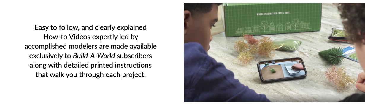 Easy to follow and clearly explained how-to videos are available to Build-A-World subscribers along with detailed printed instructions.